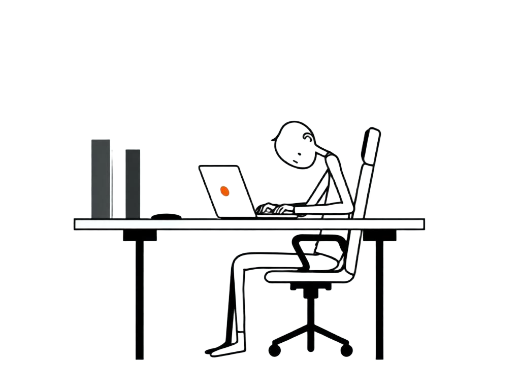 Person hunched at a desk